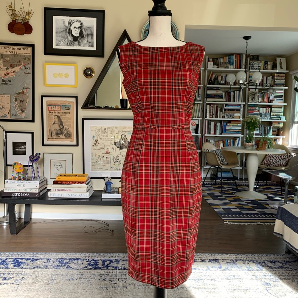 Pamela Barish, wool plaid sheath